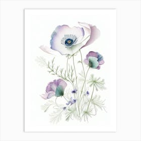 Anemone Floral Quentin Blake Inspired Illustration 1 Flower Art Print