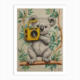 Koala With Radio Art Print