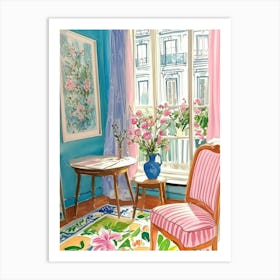 Cozy Floral Room with Window View Art Print