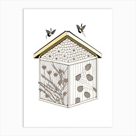 Brood Box With Bees 2 William Morris Style Art Print