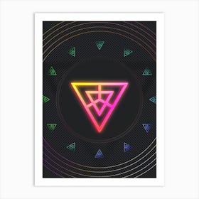 Neon Geometric Glyph in Pink and Yellow Circle Array on Black n.0434 Art Print