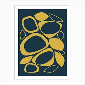 Mid Century Modern Abstract 8 Navy Blue and Mustard Yellow Art Print