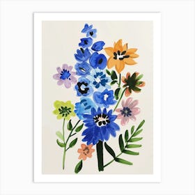 Painted Florals Delphinium 1 Art Print