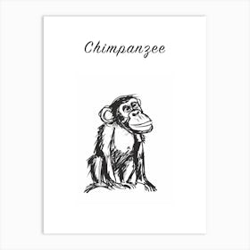 B&W Chimpanzee Poster Art Print