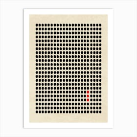 Minimalist Grid with Red Accent Abstract Art Art Print