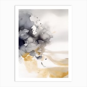 Watercolour Abstract Grey And Mustard 3 Art Print