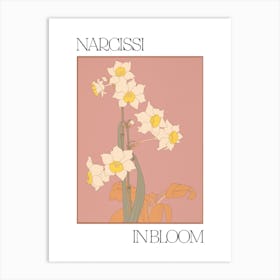 Narcissi In Bloom Flowers Bold Illustration 4 Art Print