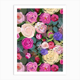 Colorful Roses Floral Pattern Art Print