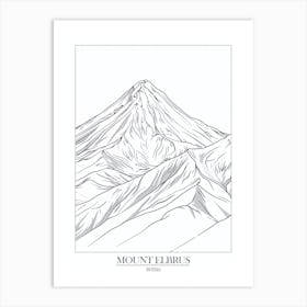 Mount Elbrus Russia Line Drawing 8 Poster Art Print