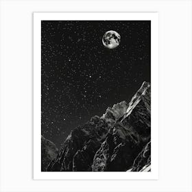 Moon Over Mountains Art Print