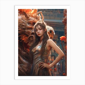 Chinese Girl With Dragon 13 Art Print