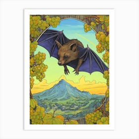 Fruit Bat Vintage Illustration 6 Art Print