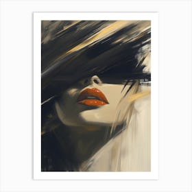 Woman With Red Lips Art Print