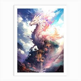 Dragon On Top Of A Mountain Art Print