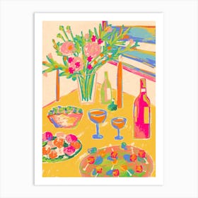 Flowers and Wine Art Print