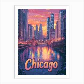 Aihrgdesign A Mid Century Modern Travel Poster For Chicago 5 Art Print