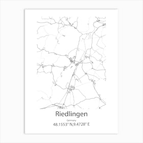 Riedlingen,Germany Minimalist Map Art Print