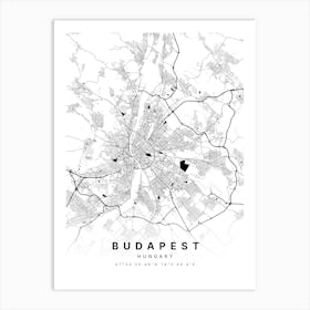 Budapest Hungary White Map Art Print