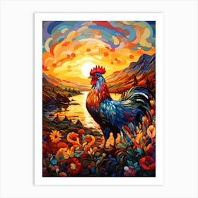 Rooster At Sunrise 2 Art Print