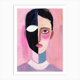 Girl With A Mask Art Print