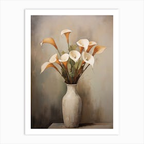 Calla Lily, Autumn Fall Flowers Sitting In A White Vase, Farmhouse Style 3 Art Print