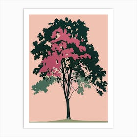 Beech Tree Colourful Illustration 4 Art Print