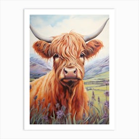 Delicate Line Drawing Of A Highland Cow Art Print