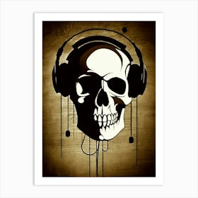 Skull With Headphones 106 Art Print