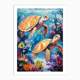 Colourful Sea Turtles 1 Art Print