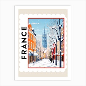 Retro Winter Stamp Poster Cologne France Art Print