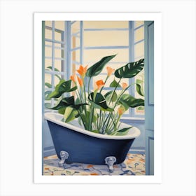 A Bathtube Full Of Calla Lily In A Bathroom 3 Art Print