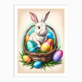 Easter Bunny With Easter Eggs Art Print