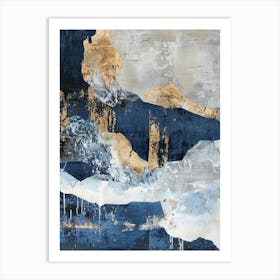 Blue And Gold Abstract Painting 9 Art Print