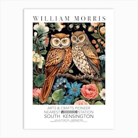 William Morris Print Owl Couple Valentines Mothers Day Gift Art Print