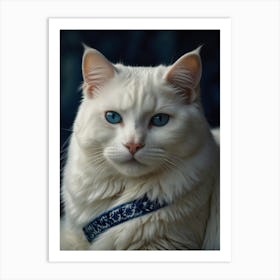 White Cat With Blue Eyes 2 Art Print