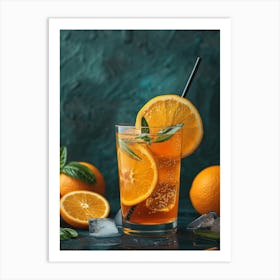 Cocktail With Oranges And Mint 1 Art Print