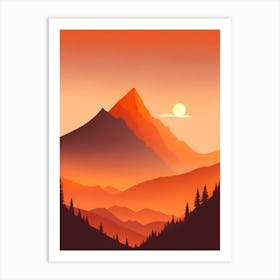 Misty Mountains Vertical Composition In Orange Tone 134 Art Print