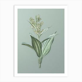 Vintage False Helleborine Botanical Art on Mint Green n.0925 Art Print