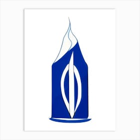 Unity Candle 3 Symbol Blue And White Line Drawing Art Print