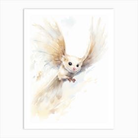 Light Watercolor Painting Of A Feather Tail Glider 2 Art Print