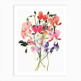 Bleeding Heart 2 Collage Flower Bouquet Art Print