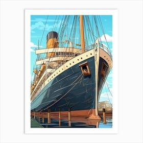 Titanic Ship Charcoal Modern Illustration 2 Art Print