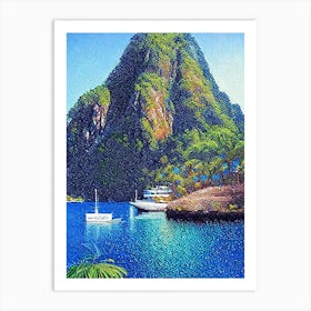 El Nido Philippines Pointillism Style Tropical Destination Art Print