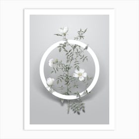 Vintage Hedge Rose Minimalist Botanical Geometric Circle on Soft Gray n.0416 Art Print