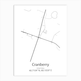 Cranberry,United States Minimalist Map Art Print