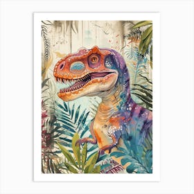 Pastel Watercolour Tyrannosaurus Rex Dinosaur  1 Art Print