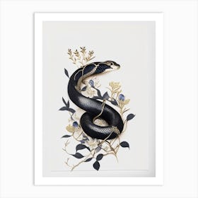 Indigo Snake Gold And Black Art Print