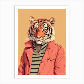 Tiger Illustrations Wearing A Trench Coat 3 Art Print