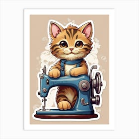 Kitten On Sewing Machine Art Print