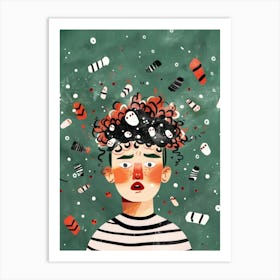 Illustration Of A Girl With Hair Art Print